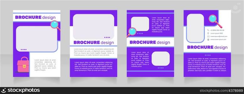 Searching for remote job vacancies blank brochure design. Template set with copy space for text. Premade corporate reports collection. Editable 4 paper pages. Nunito Light, Bold fonts used. Searching for remote job vacancies blank brochure design