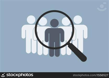 Searching job. Search the best person from group of human. Business concept.. Searching job. Search the best person from group of human.