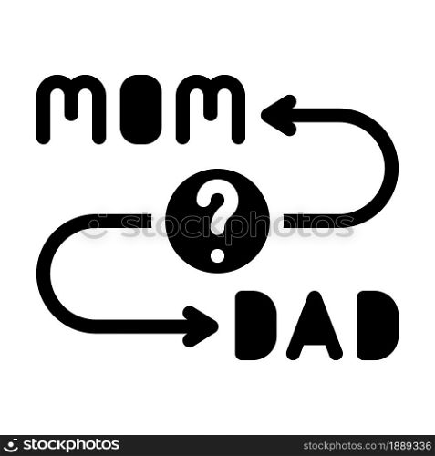 searching mom or dad after divorce glyph icon vector. searching mom or dad after divorce sign. isolated contour symbol black illustration. searching mom or dad after divorce glyph icon vector illustration