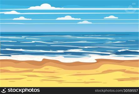 Seascape Tropical Beach Travel Holiday Vacation Leisure Nature Concept. Seascape Tropical Beach Travel Holiday Vacation Leisure Nature Concept, ocean, sea, shore, vector illustration. Beautiful view seascape and sky background. Travel concept.