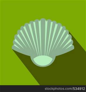 Seashell icon in flat style with long shadow. Marine and natural symbol. Seashell icon, flat style