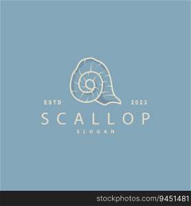 Seashell Logo, Inspirational Scallop Design With Pearl, Ocean Animals, Vector Jewelry Luxury Shell Beauty And Cosmetic