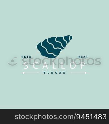 Seashell Logo, Inspirational Scallop Design With Pearl, Ocean Animals, Vector Jewelry Luxury Shell Beauty And Cosmetic