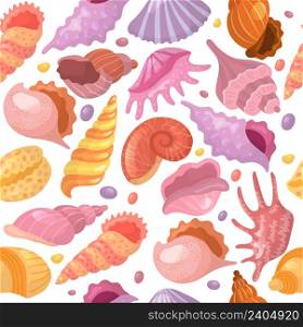 Seashell patterns. Summer beach elements on sand starfish recent vector seamless background for textile design projects. Illustration of background pattern seashell. Seashell patterns. Summer beach elements on sand starfish recent vector seamless background for textile design projects