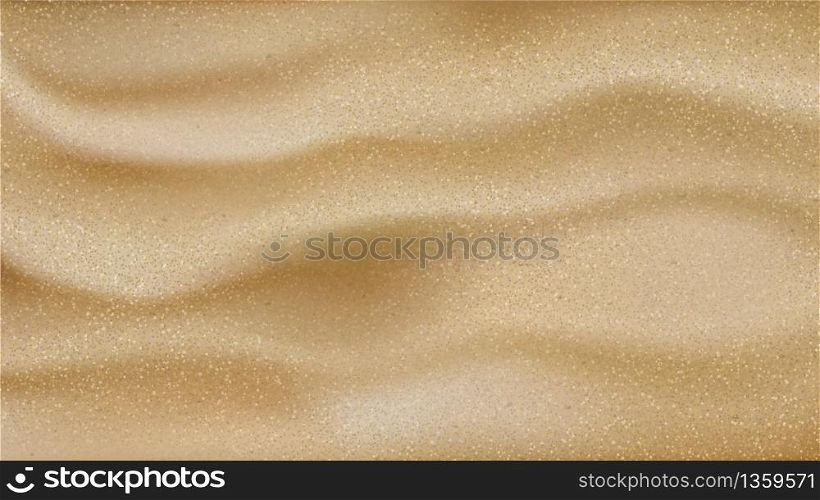 Seashore Relief Sand Background Texture Vector. Rippled Sand Granular Material Or Textural Class Of Soil. Sandy Sea Side Vacation Relaxation Land Scape Template Realistic 3d Illustration. Seashore Relief Sand Background Texture Vector
