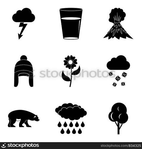 Season clouds icon set. Simple set of 9 season clouds vector icons for web design isolated on white background. Season clouds icon set, simple style