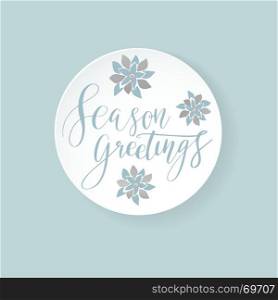 Season greetings typography. Season greetings typography poster design in light blue and white colors. holiday art vector illustration