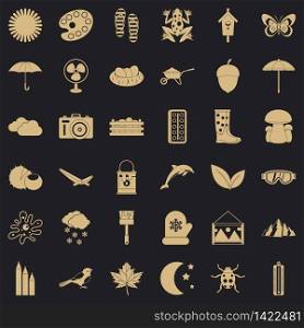 Season icons set. Simple style of 36 season vector icons for web for any design. Season icons set, simple style