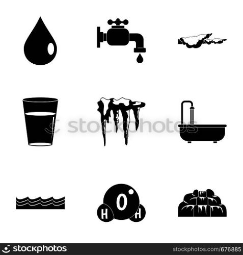 Season water icon set. Simple set of 9 season water vector icons for web isolated on white background. Season water icon set, simple style