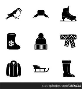 Season winter icons set. Simple illustration of 9 season winter vector icons for web. Season winter icons set, simple style