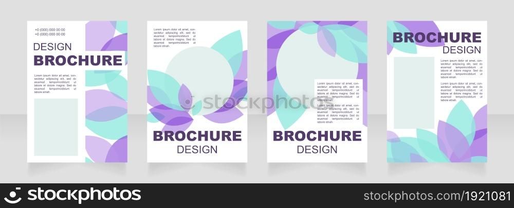 Seasonal blue and puprle blank brochure layout design. Leaves decor. Vertical poster template set with empty copy space for text. Premade corporate reports collection. Editable flyer paper pages. Seasonal blue and puprle blank brochure layout design