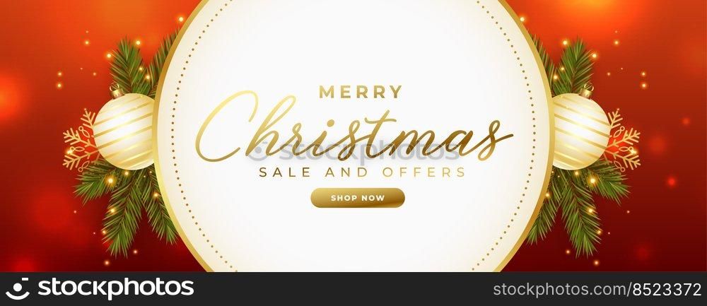 seasonal christmas sale banner with realistic element design