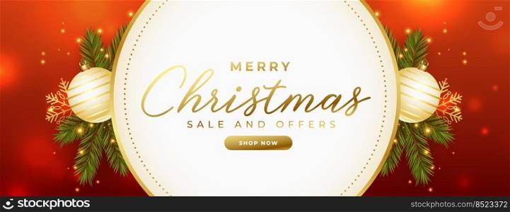 seasonal christmas sale banner with realistic element design