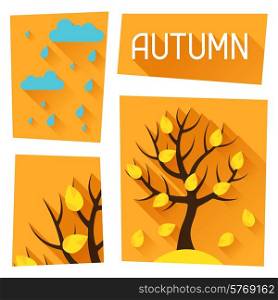Seasonal illustration with autumn tree in flat design style.. Seasonal illustration with autumn tree in flat style.