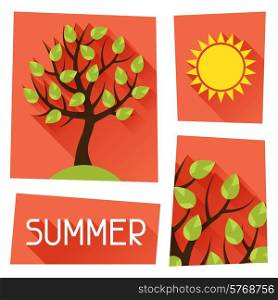 Seasonal illustration with summer tree in flat design style.. Seasonal illustration with summer tree in flat style.