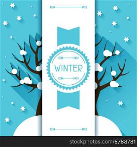 Seasonal illustration with winter tree in flat design style.. Seasonal illustration with winter tree in flat style.