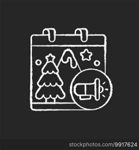 Seasonal marketing chalk white icon on black background. Marketing products or services at certain points of whole year. Holidays promotions. Isolated vector chalkboard illustration. Seasonal marketing chalk white icon on black background