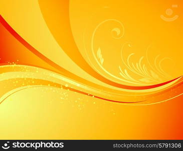 Seasonal nature abstract background. Eco background. Vector floral pattern. Orange color. Autumn, summer seasons