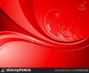 Seasonal nature abstract background. Eco background. Vector floral pattern. Red color. Autumn, summer seasons