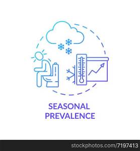 Seasonal prevalence blue concept icon. Epidemiology in winter. Sick human. Ill patient. Rotavirus spread risk idea thin line illustration. Vector isolated outline RGB color drawing