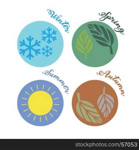 Seasons illustrated in circles with representative imagery
