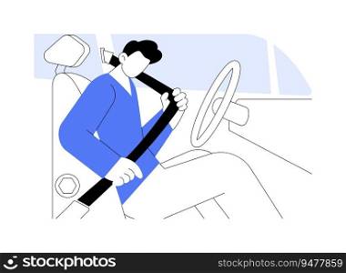 Seat belt laws abstract concept vector illustration. Man wearing seat belt before driving, preventative medicine, motor vehicle safety, saving life, accident prevention abstract metaphor.. Seat belt laws abstract concept vector illustration.