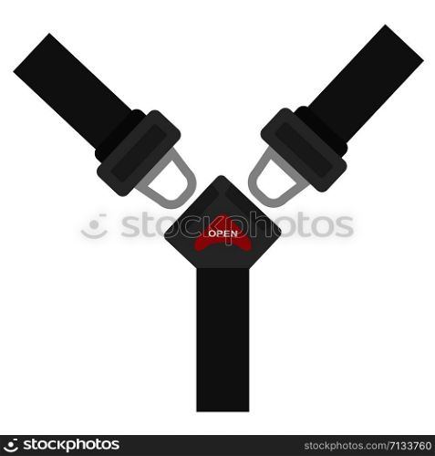 Seat belt with two fasteners. Flat design