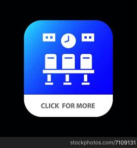 Seats, Train, Transportation, Clock Mobile App Button. Android and IOS Glyph Version