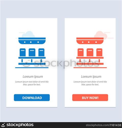 Seats, Train, Transportation, Travel Blue and Red Download and Buy Now web Widget Card Template
