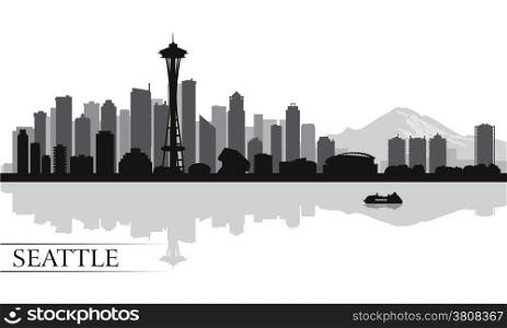 Seattle city skyline silhouette background, vector illustration&#xA;