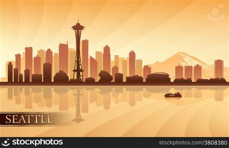Seattle city skyline silhouette background, vector illustration&#xA;