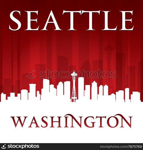 Seattle Washington city skyline silhouette. Vector illustration