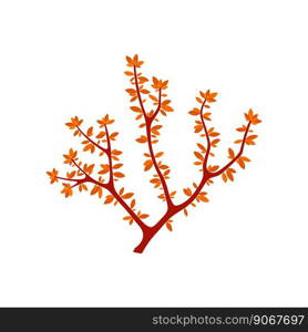 Seaweed icon isolated underwater polyp in deep sea waters. Vector sea coral anemone plant icon. Gorgonian aquatic plant, aquarium organism. Sea fan-coral isolated vector soft anemone seaweed