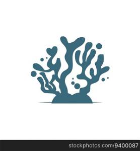 Seaweed Logo, Ocean Ornamental Plant Design, Marine Life Vector, Symbol Illustration