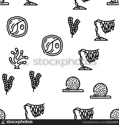 Seaweed Sea Underwater Plant Vector Seamless Pattern Thin Line Illustration. Seaweed Sea Underwater Plant Vector Seamless Pattern