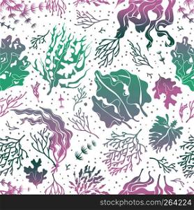 Seaweed seamless pattern. Marine plants silhouette texture. Sea kelp endless wallpaper. Seaweed seamless pattern. Marine plants silhouette texture. Sea kelp endless vector wallpaper