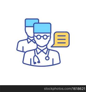 Second doctor option RGB color icon. Talk to physician. Hospital consultation. Online clinic appointment. Healthcare service. Telehealth communication for patients. Isolated vector illustration. Second doctor option RGB color icon
