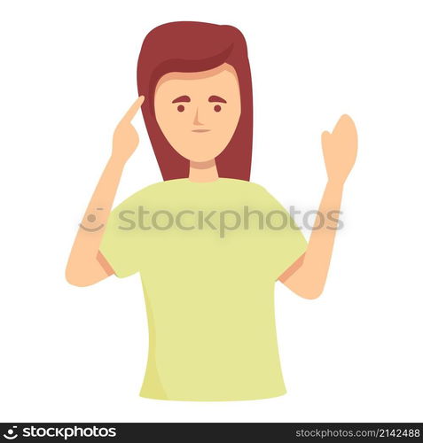 Secret deaf woman icon cartoon vector. Mute language. Person disability. Secret deaf woman icon cartoon vector. Mute language