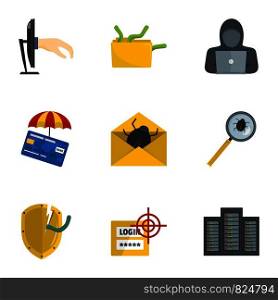 Secret password icons set. Cartoon set of 9 secret password vector icons for web isolated on white background. Secret password icons set, cartoon style