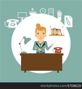 secretary on a workplace illustration
