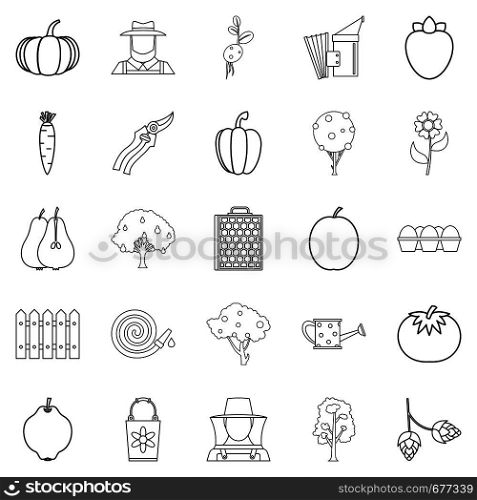 Sector icons set. Outline set of 25 sector vector icons for web isolated on white background. Sector icons set, outline style