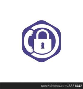 Secure Call Icon Logo Design. Handset and lock icon. 