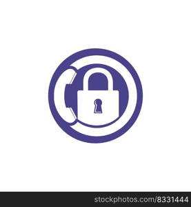 Secure Call Icon Logo Design. Handset and lock icon. 