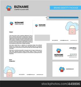 Secure cloud Business Letterhead, Envelope and visiting Card Design vector template