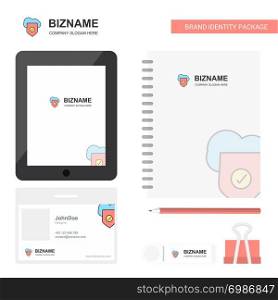 Secure cloud Business Logo, Tab App, Diary PVC Employee Card and USB Brand Stationary Package Design Vector Template