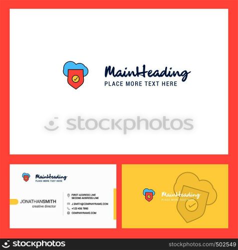 Secure cloud Logo design with Tagline & Front and Back Busienss Card Template. Vector Creative Design