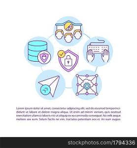 Secure cloud service concept line icons with text. PPT page vector template with copy space. Brochure, magazine, newsletter design element. Online storage for business linear illustrations on white. Secure cloud service concept line icons with text