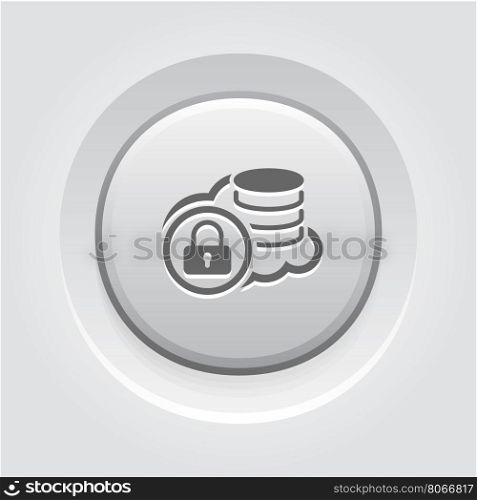 Secure Cloud Storage Icon. Grey Button Design.. Secure Cloud Storage Icon. Grey Button Design. Security concept with a cloud and a padlock. Isolated Illustration. App Symbol or UI element.
