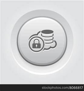 Secure Cloud Storage Icon. Grey Button Design.. Secure Cloud Storage Icon. Grey Button Design. Security concept with a cloud and a padlock. Isolated Illustration. App Symbol or UI element.