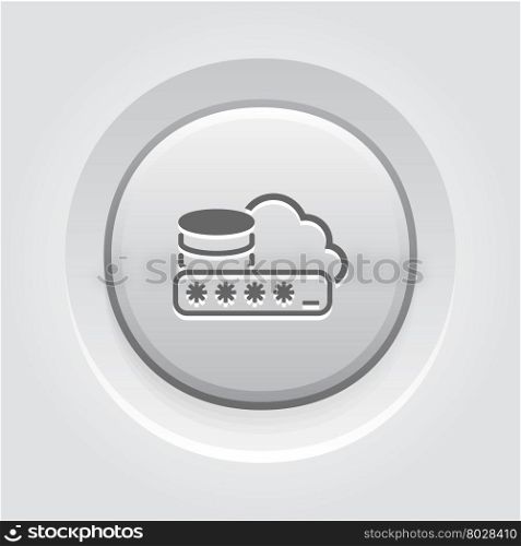 Secure Cloud Storage Icon.. Secure Cloud Storage Icon. Flat Design Grey Button Design